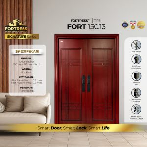 Pintu Fortress Tipe FORT 150.13 Bahan Baja Motif Kayu